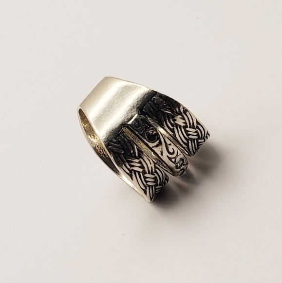 Didae Israel and Artisan 925 Sterling Silver Aqua Accented Wide Band Ring 8.25 - Picture 11 of 14